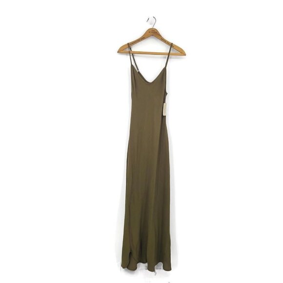 Flynn Skye Dresses & Skirts - New Flynn Skye Maxi Slip Dress Womens XS Solid Olive Green Rayon